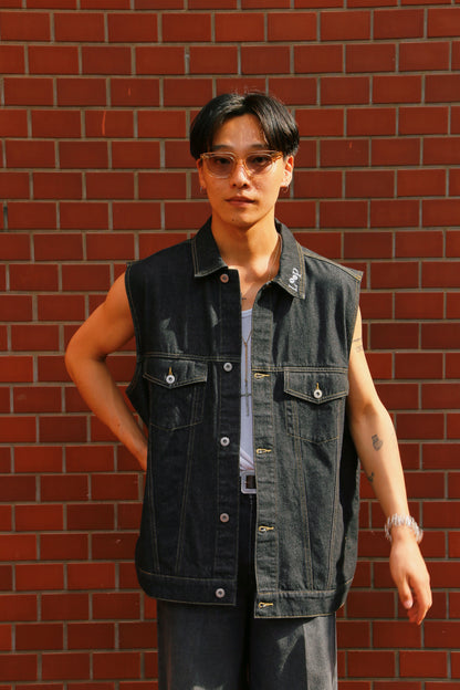 denim setup vest