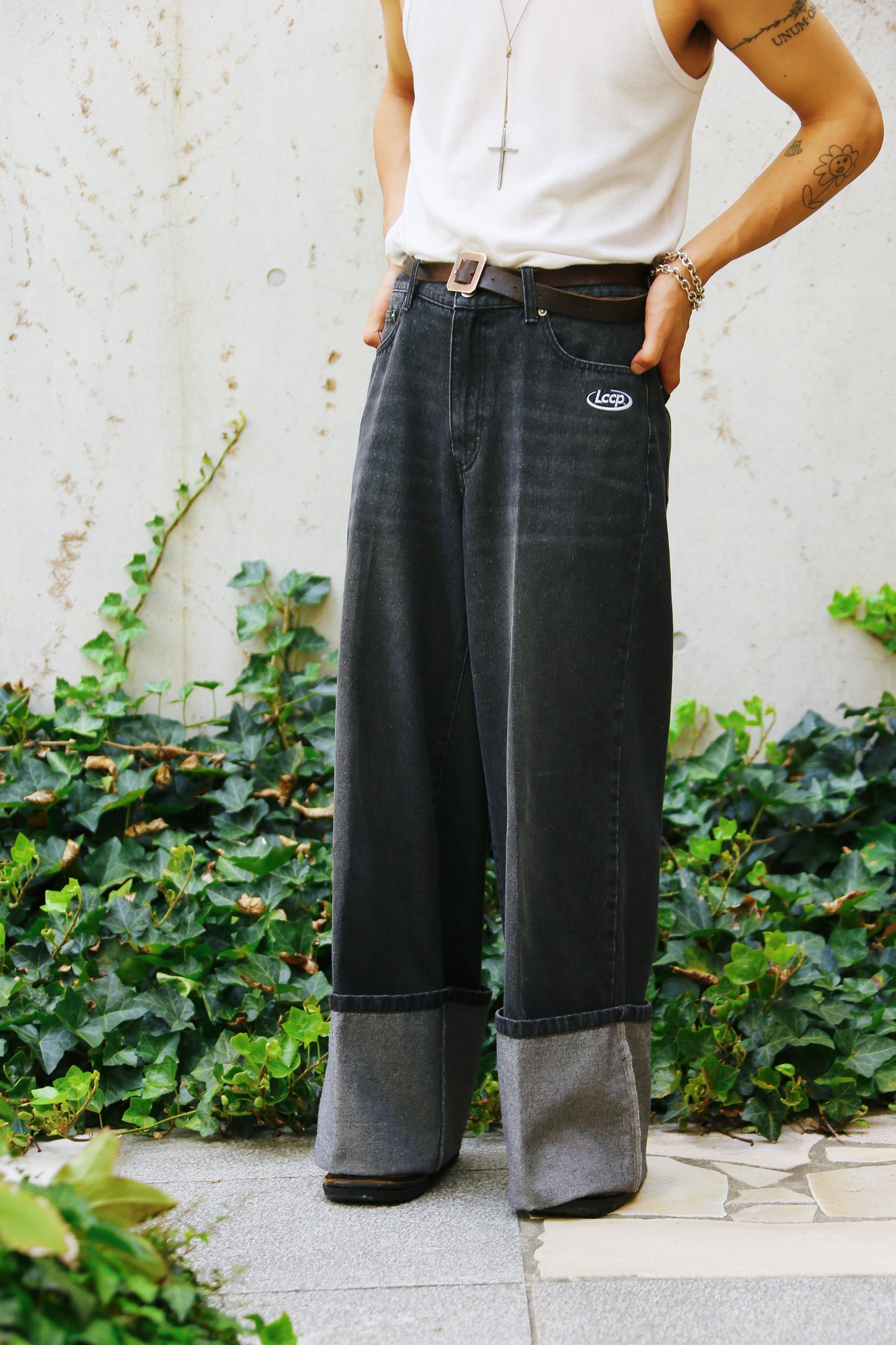 denim roleup pants