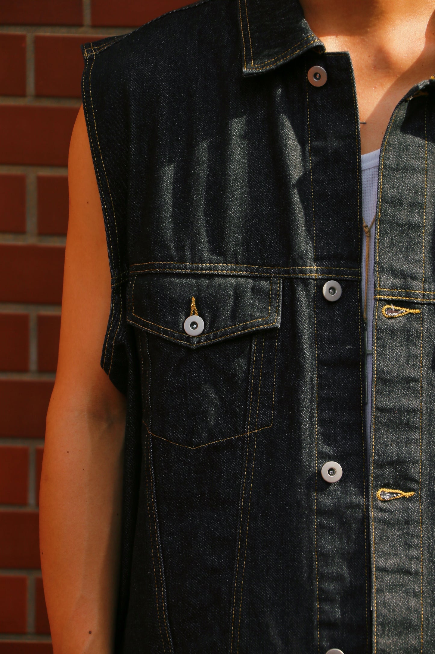 denim setup vest