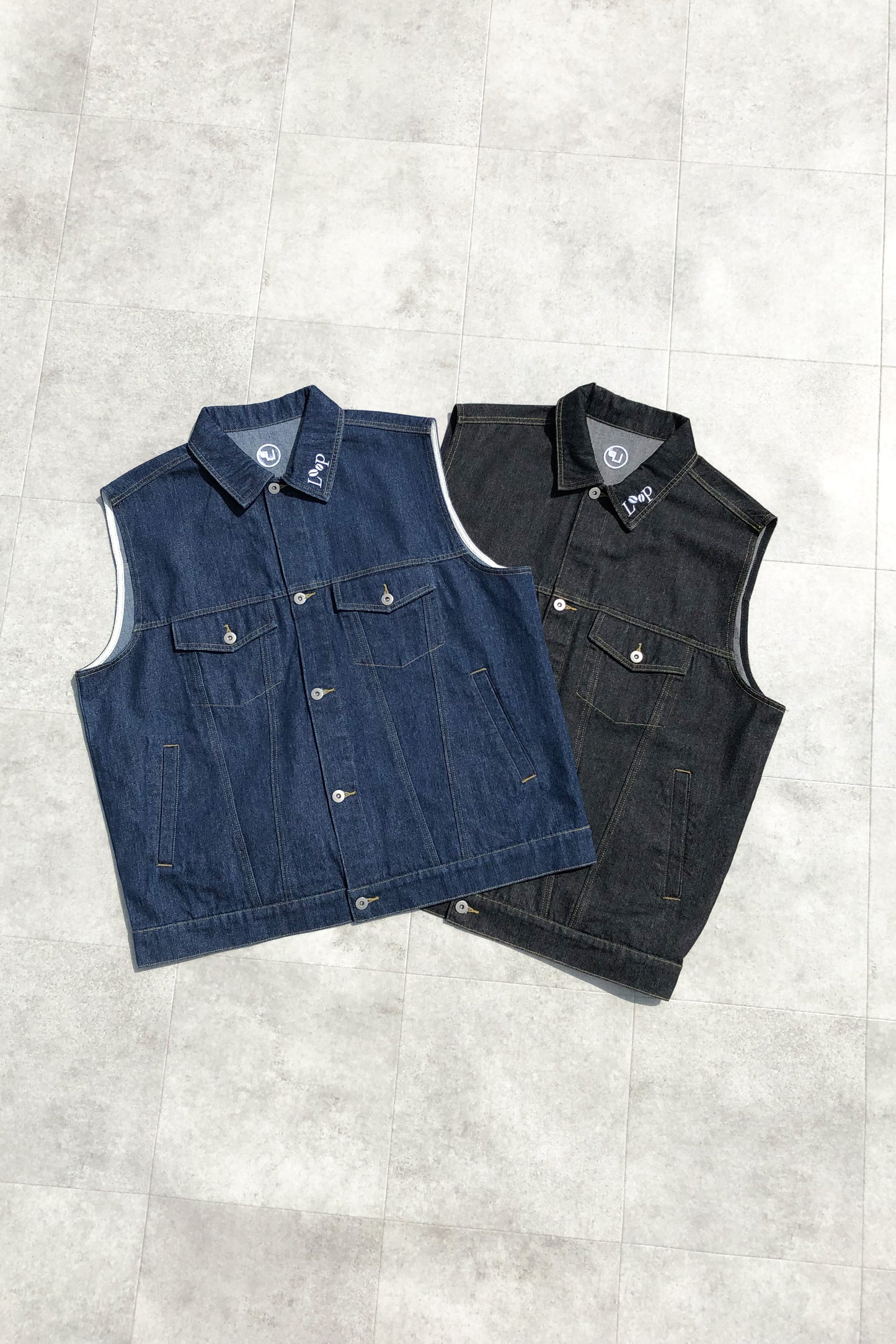 denim setup vest