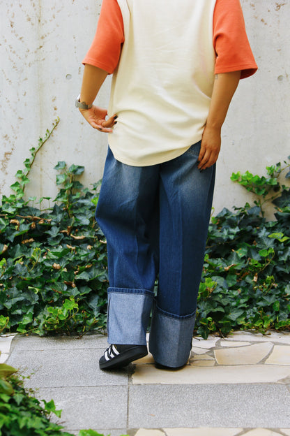 denim roleup pants