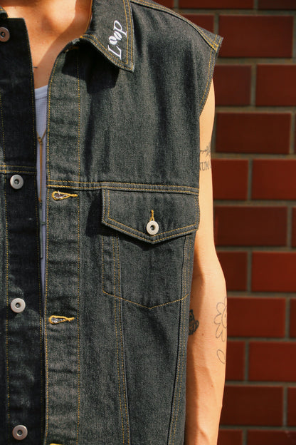 denim setup vest