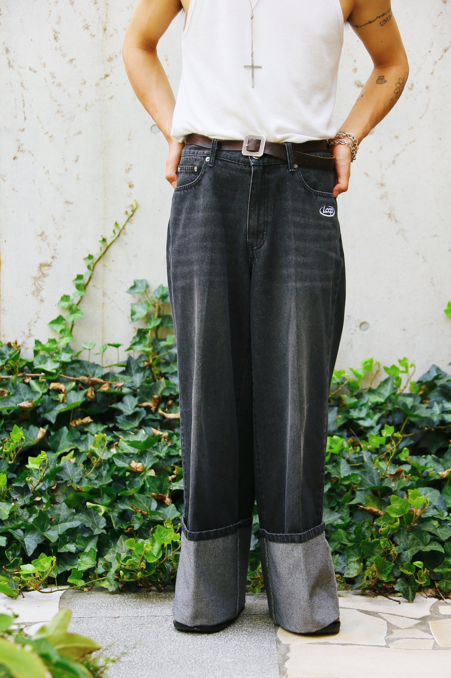 denim roleup pants