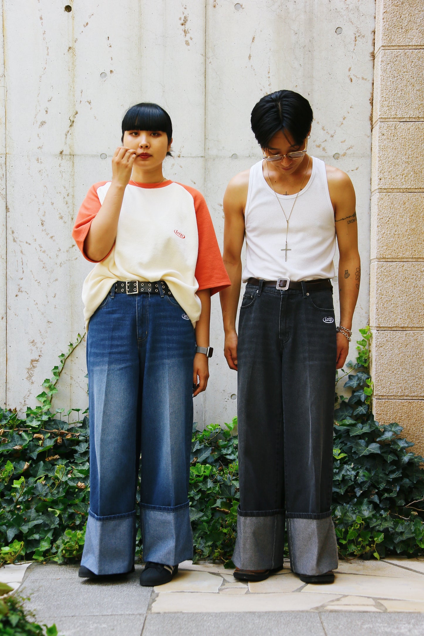 denim roleup pants