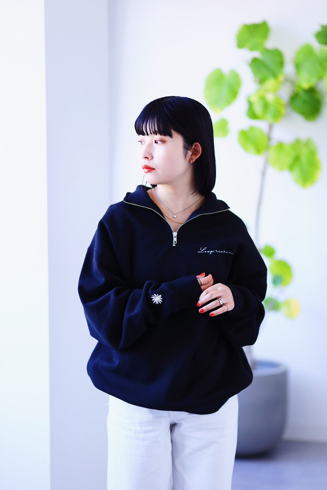 rinrin colabo half zip shirt