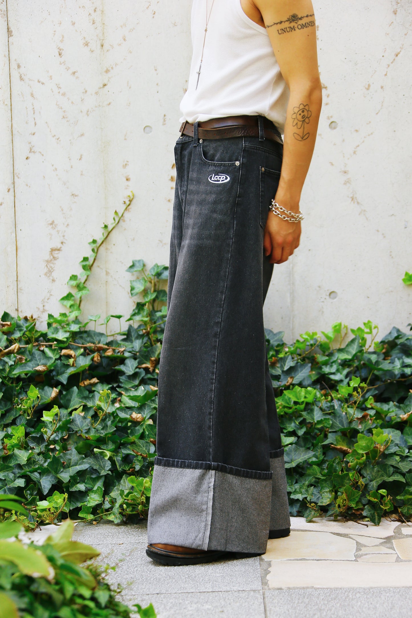 denim roleup pants