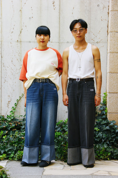 denim roleup pants