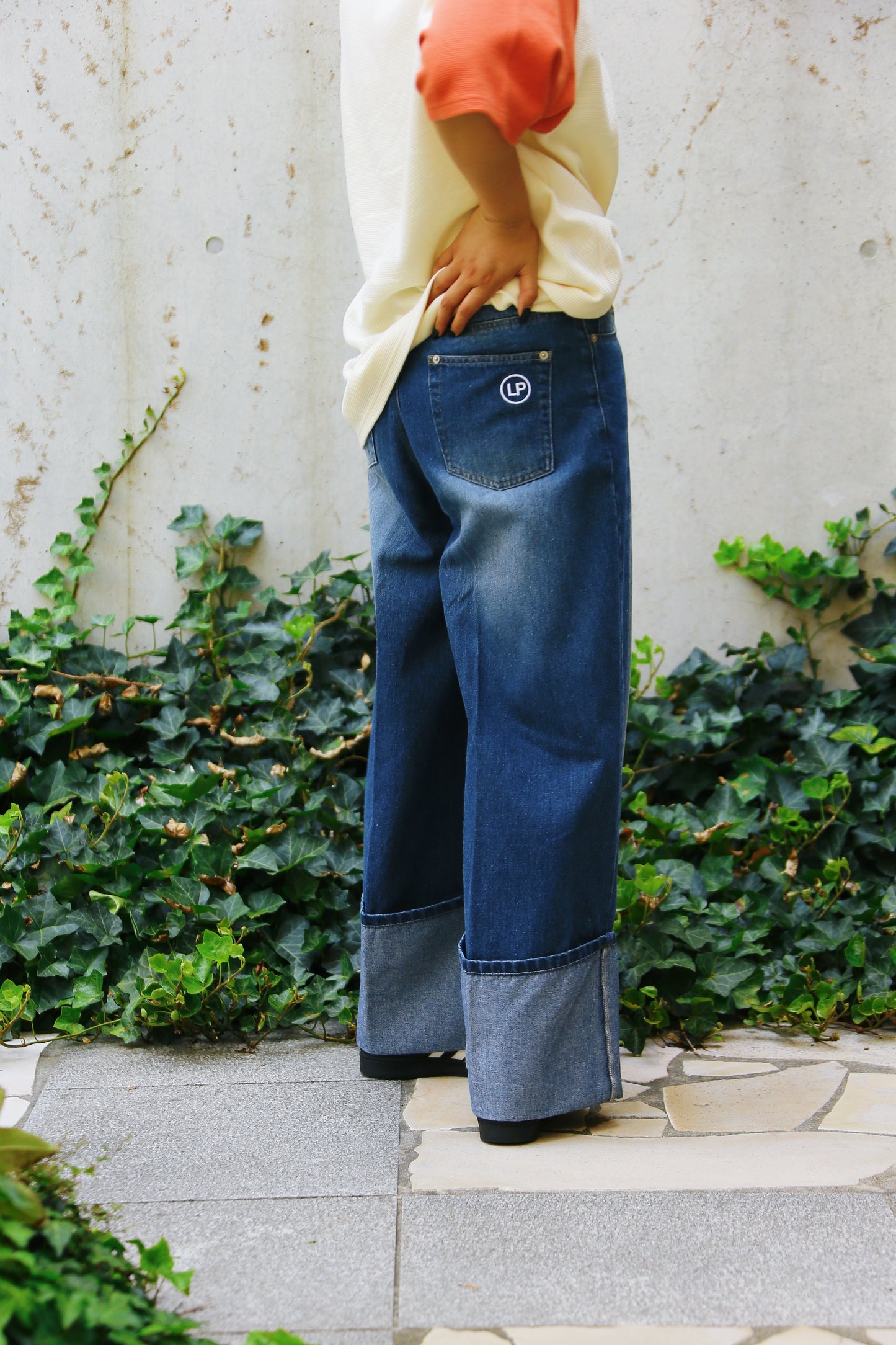 denim roleup pants