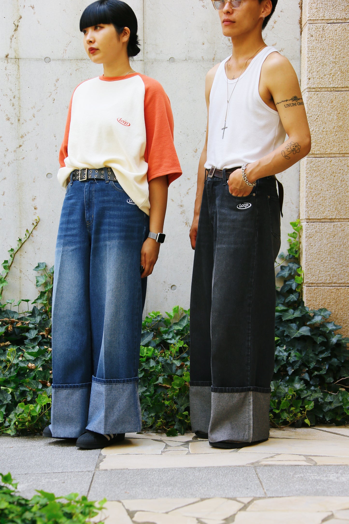 denim roleup pants