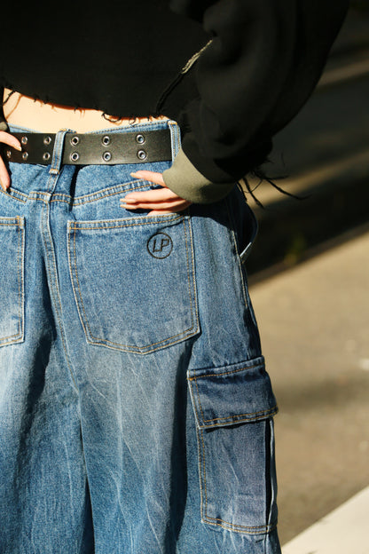 half denim pants