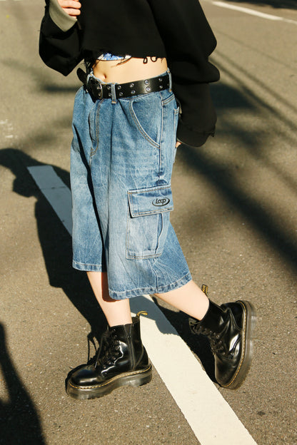 half denim pants