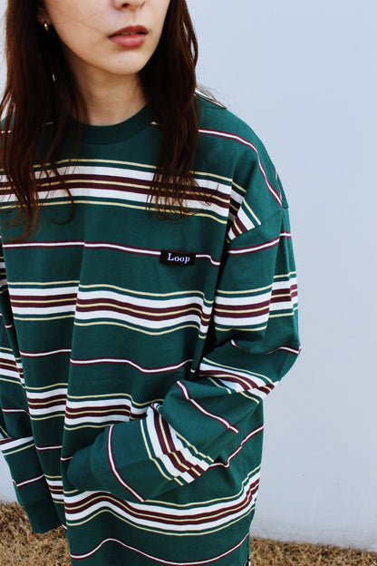 Loop emblem border long t-shirt