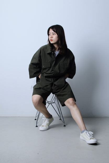 OLIVE MULTI FUNCTION LOOSE SHIRT