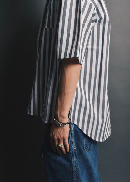 Loop broad cotton Stripe shirt,　BIG SILHOUETTE